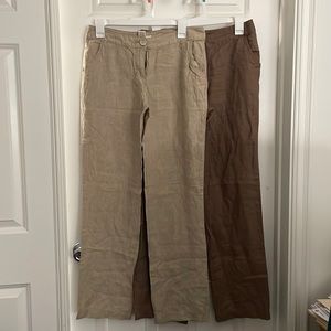 Merona  Tan& Brown Linen Pants Bundle Size 4